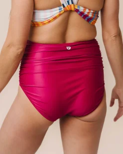 Clearance Ruched High Rise Bottom Swim Bottoms