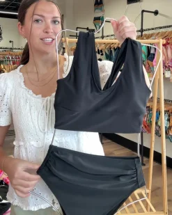 Online High Leg Ruched Bottom Swim Bottoms