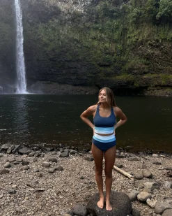 New Cut Back Crop Swim Tops