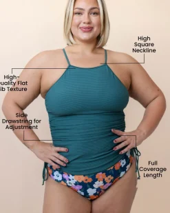 New Drawstring Tankini Swim Tops