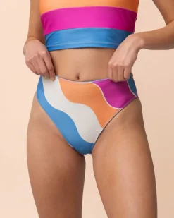 Flat Rib Sunrise Reversible High Leg Bottom Swim Bottoms