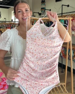 Clearance Groove V-Neck Tankini Swim Tops