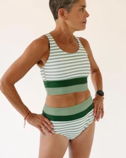 Online Cut Back Crop Swim Tops