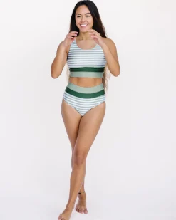 Online Cut Back Crop Swim Tops