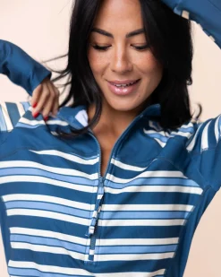 Monica Stripe Baywatch Rashguard Sun Protection