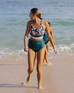 Discount Ruched High Rise Bottom Swim Bottoms