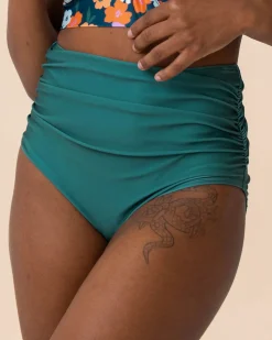 Discount Ruched High Rise Bottom Swim Bottoms