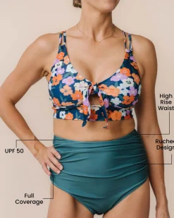 Discount Ruched High Rise Bottom Swim Bottoms