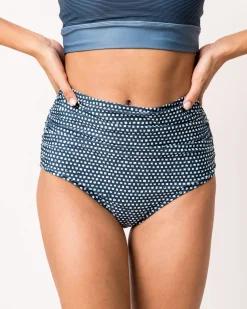 Ruched High Rise Bottom Swim Bottoms