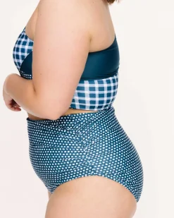 Ruched High Rise Bottom Swim Bottoms