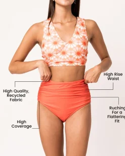 Discount Ruched High Rise Bottom Swim Bottoms