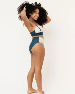 Textured Block Mid Rise Bottom Swim Bottoms