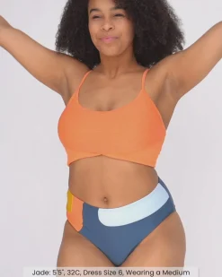 Online Textured Tone Crop Swim Tops