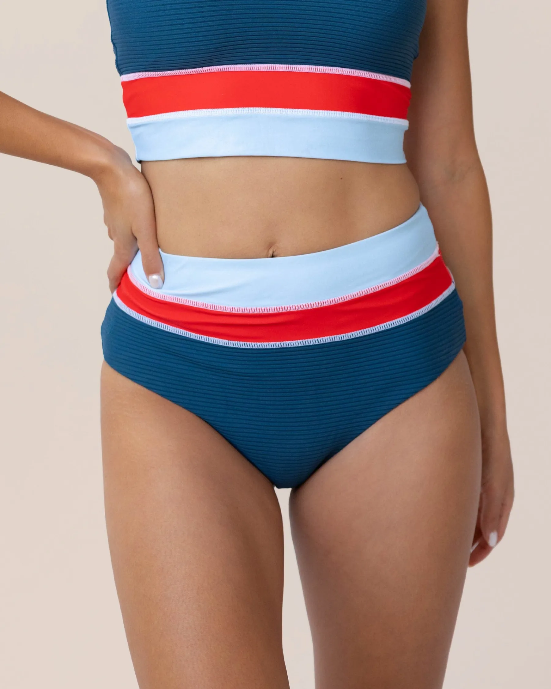 Discount Flat Rib Colorblock Bottom Swim Bottoms