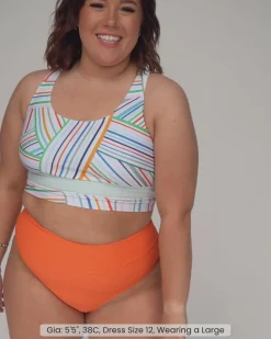 Clearance Cut Back Crop Swim Tops